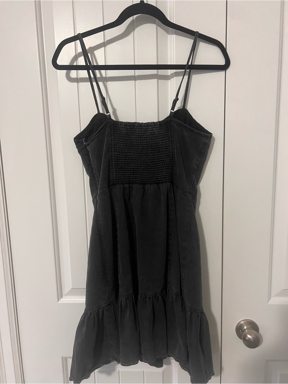 SALTWATER LUXE Emi Washed Black Soft Denim Sweetheart Mini Dress - Picture 7 of 9